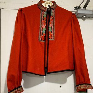 VINTAGE THEKLA JULINS EFTF OPEN FRONT EMBROIDERED WOOL JACKETS SIZE S